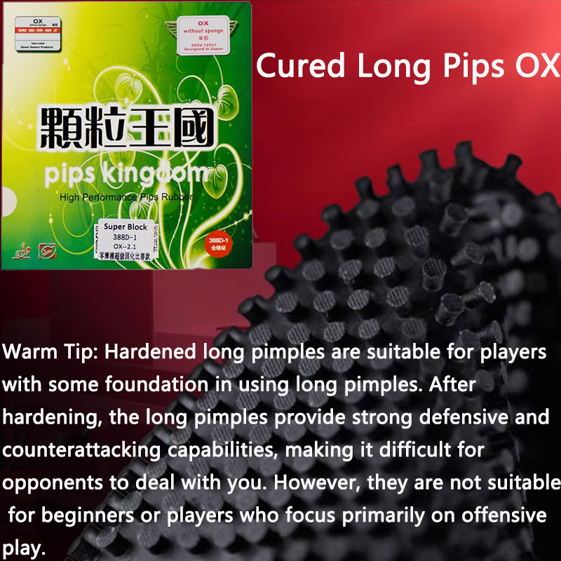 Table Tennis Padel - Cured Long Pips OX Pingpong Rubber