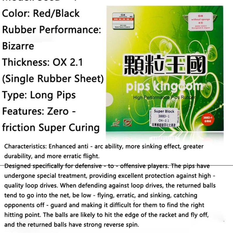 Cured Long Pips OX Pingpong Ru - đánh giá và giá Table Tennis Padel